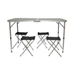 Set masa pliabila camping cu 4 scaune din aluminiu, portabila tip valiza, reglabila, 120x60cm, BK99229