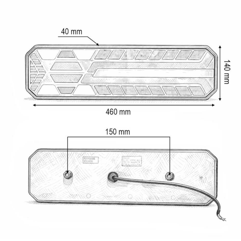 Lampa stop 460x140, 6 functii, LED, 12-24V universala Bk DISUJ86