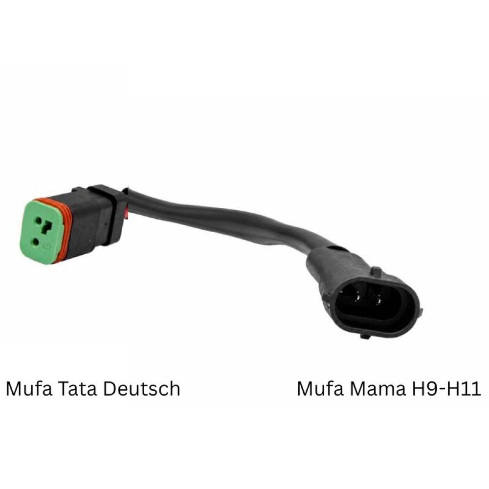 Mufa adaptor, din mufa tata Deutsch, cu 2 pini -> in mufa mama H9, H11, cu cablu, TT.DT2F-H9M Mufa adaptor, din mufa tata Deutsch, cu 2 pini -> in mufa mama H9, H11, cu cablu, TT.DT2F-H9M