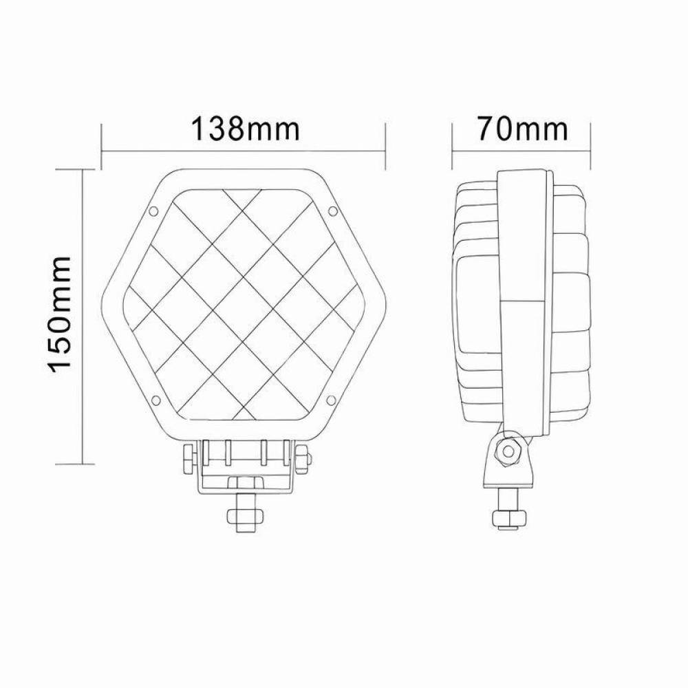 Proiector lucru 138x120, 16 LED-uri, 10-30V, 48W, 3400lm, cu grilaj, TT.13248S
