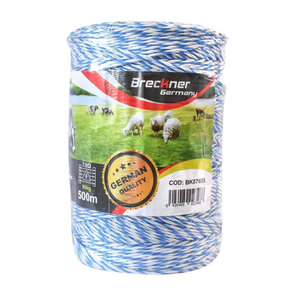 Rola fir alb cu albastru, pentru gard electric, fi3, 3x0.2mm, 500m, BK87655