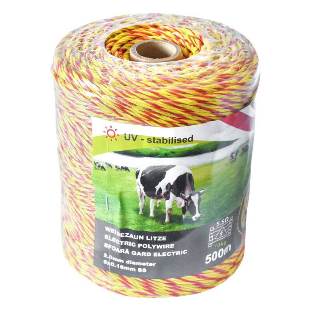 Rola fir galben cu rosu, pentru gard electric, fi2, 6x0.15mm, 500M, BK87653