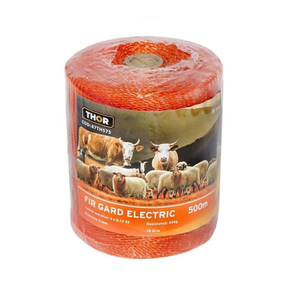 Rola fir portocalie fi2, pentru gard electric, 3x0.15mmSS 500m, 16Ohm/m, 87TH575 Thor