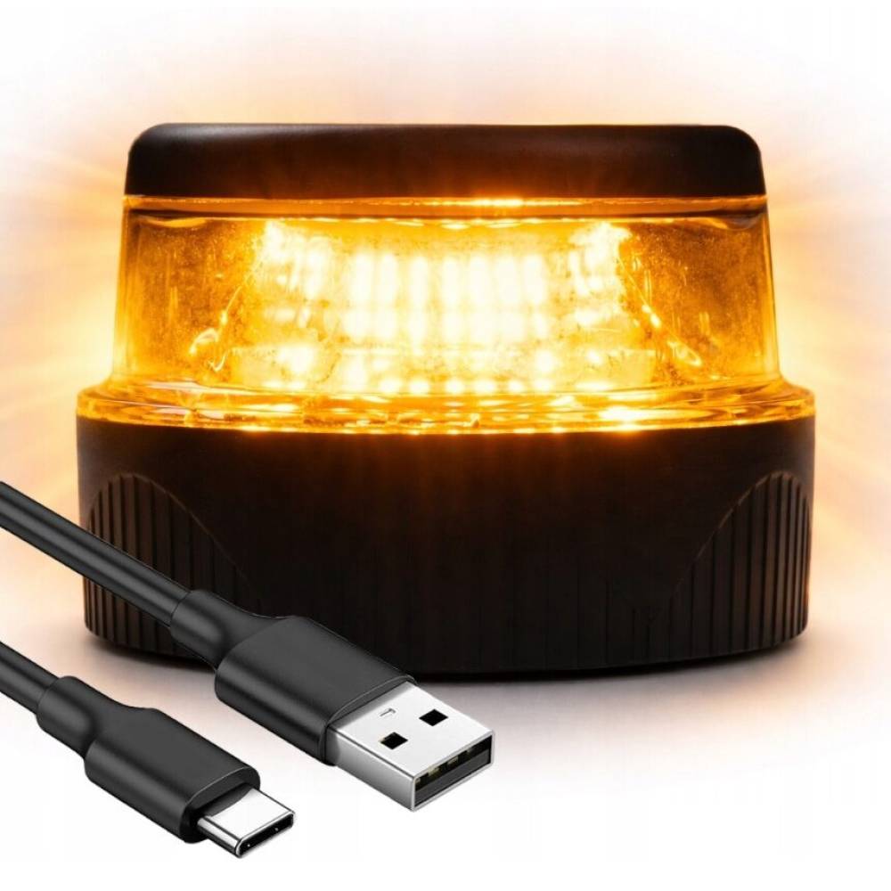 Proiector stroboscopic, girofar galben cu Led, USB,. 2in1, cu lanterna, TT.1464