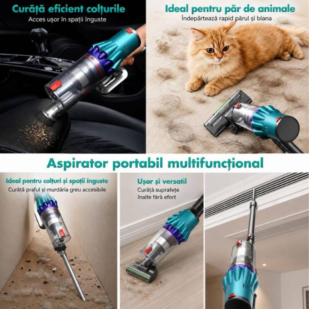 Aspirator vertical fara fir, 300W, 35 kPa, 2000mAh, 800ml, 3 moduri, ecran tactil LED, perie iluminata LED, Bk00492 Aspirator vertical fara fir, 300W, 35 kPa, 2000mAh, 800ml, 3 moduri, ecran tactil LED, perie iluminata LED, Bk00492
