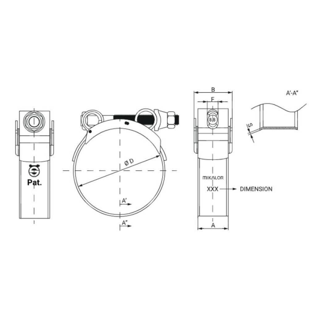 Colier forta 60-63, 22mm Super Heavy-Duty Mikalor 03018052