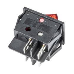 Buton basculant ON/OFF, 2 faze, dreptunghiular, cu Led rosu, 12V / 230v, KCD4/ KCD7/ BU02