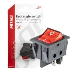 Buton basculant ON/OFF, 2 faze, dreptunghiular, cu Led rosu, 12V / 230v, KCD4/ KCD7/ BU02