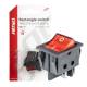 Buton basculant ON/OFF, 2 faze, dreptunghiular, cu Led rosu, 12V / 230v, KCD4/ KCD7/ BU02