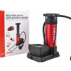 Pompa aer picior 1 cilindru, mini, cu manometru, PU03, 02147