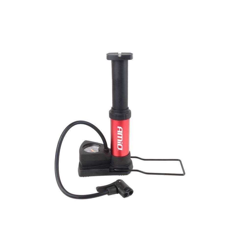 Pompa aer picior 1 cilindru, mini, cu manometru, PU03, 02147