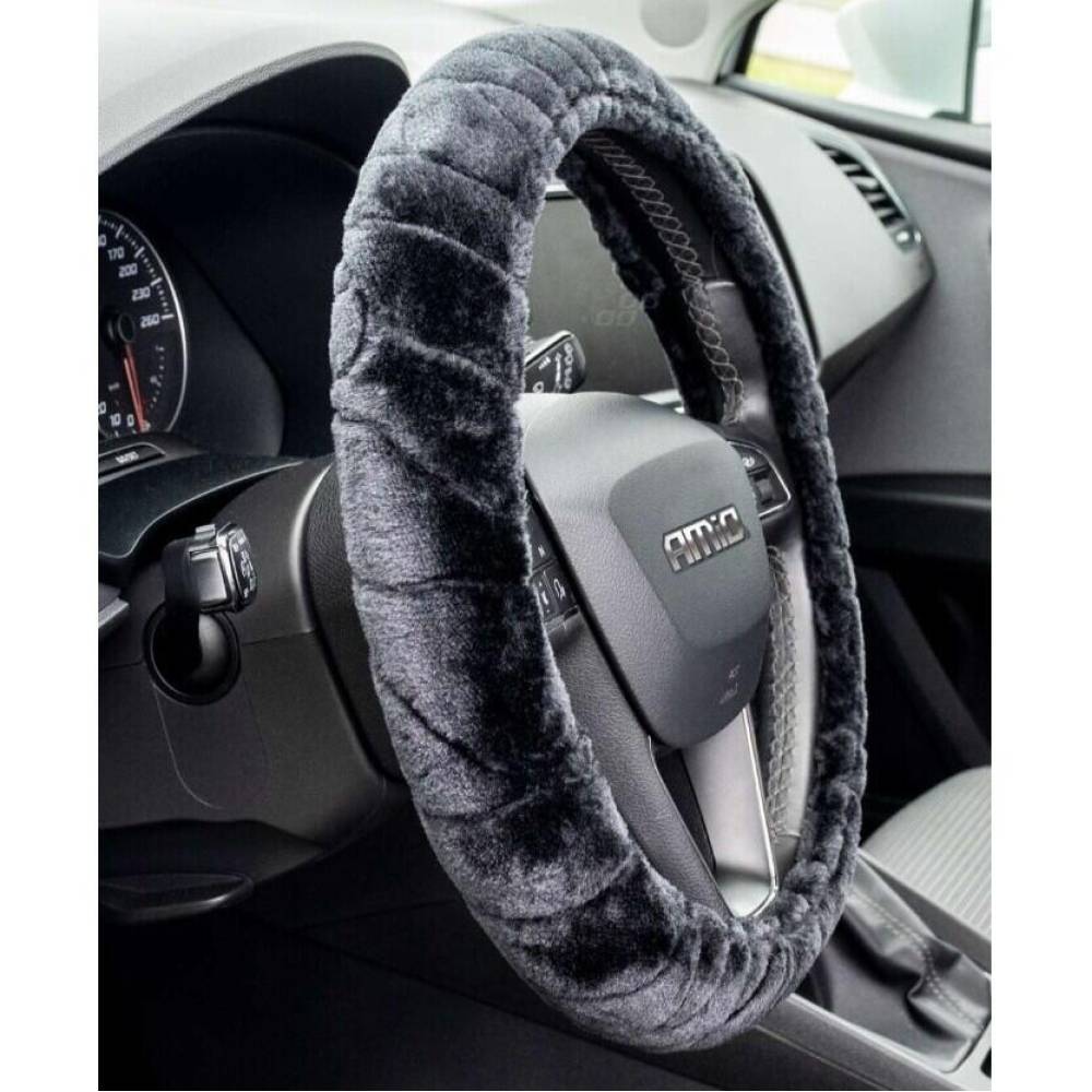 Husa volan 37-39cm gri, pufoasa, PUFI PLUSH, 01357 Amio