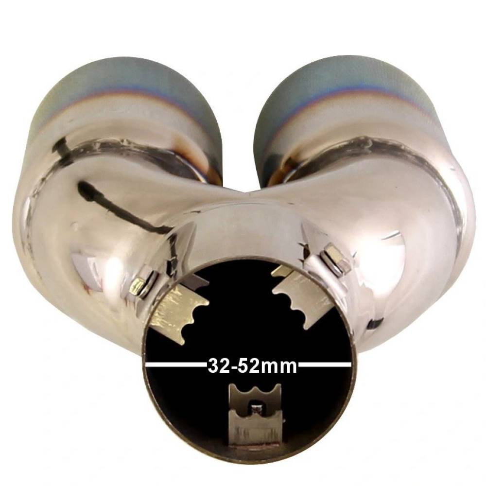 Ornament toba interior 38(56), exterior 160x76, lungime 240, 2 tevi, rotunde, crom cu albastru, MT022blc 02354 Amio