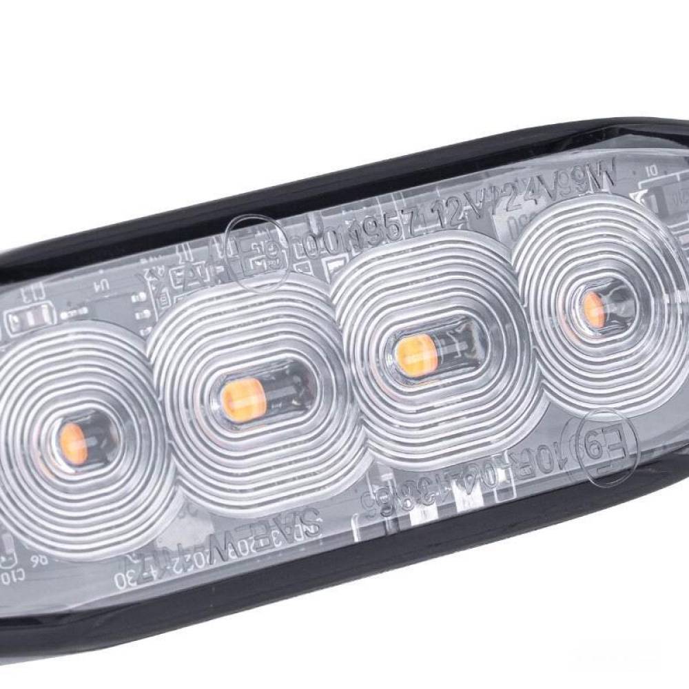 Proiector stroboscopic 4 LED-uri, 12-24V, 12W, galben, 98x30, Slim 02298 Amio