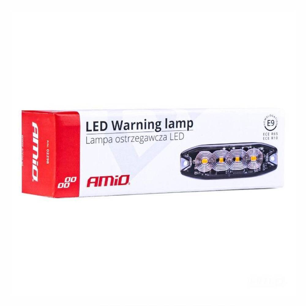 Proiector stroboscopic 4 LED-uri, 12-24V, 12W, galben, 98x30, Slim 02298 Amio