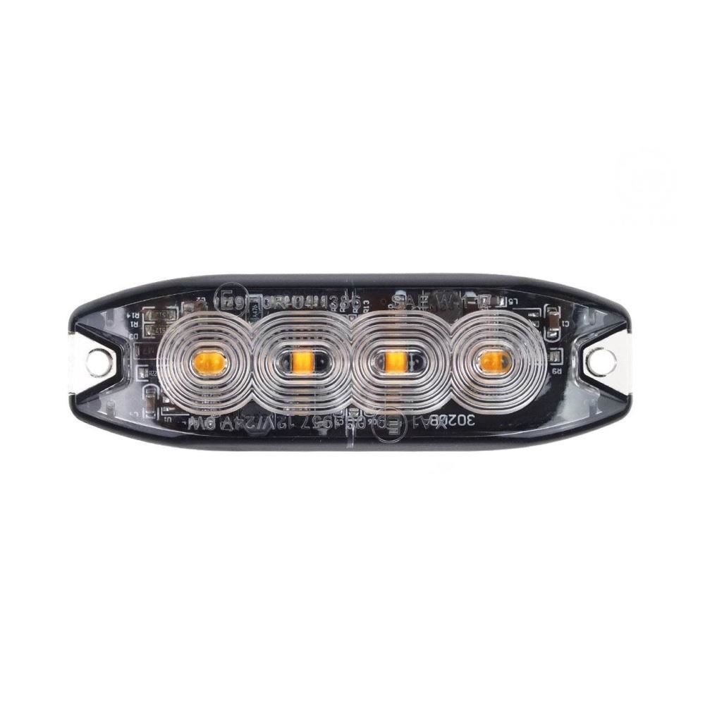 Proiector stroboscopic 4 LED-uri, 12-24V, 12W, galben, 98x30, Slim 02298 Amio