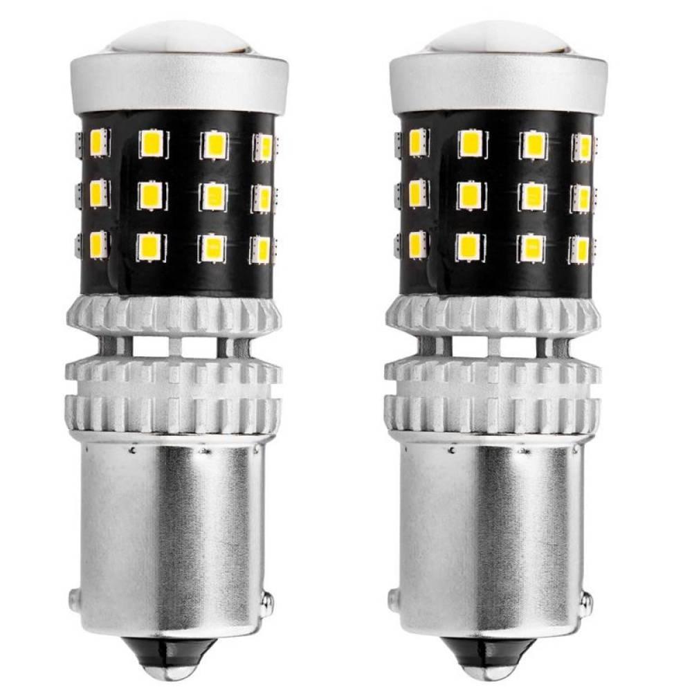 Set 2 becuri semnalIzare cu LED 12-24V P21W BA15s Canbus 02799 Amio