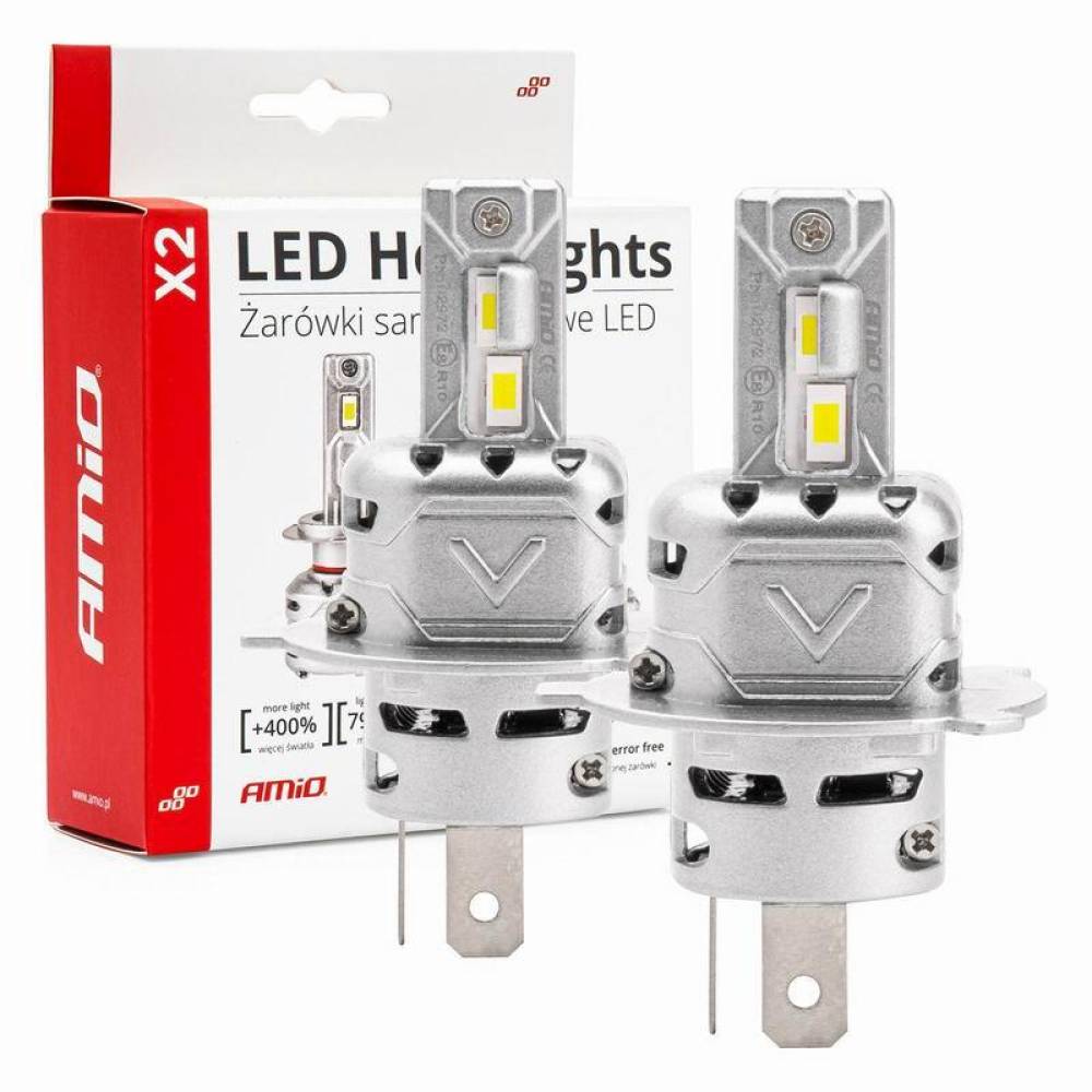Set 2 becuri H4, LED, 10-16V, 72W, 7920lm, 6500K, Canbus, X2 Series, 02972 Amio Set 2 becuri H4, LED, 10-16V, 72W, 7920lm, 6500K, Canbus, X2 Series, 02972 Amio