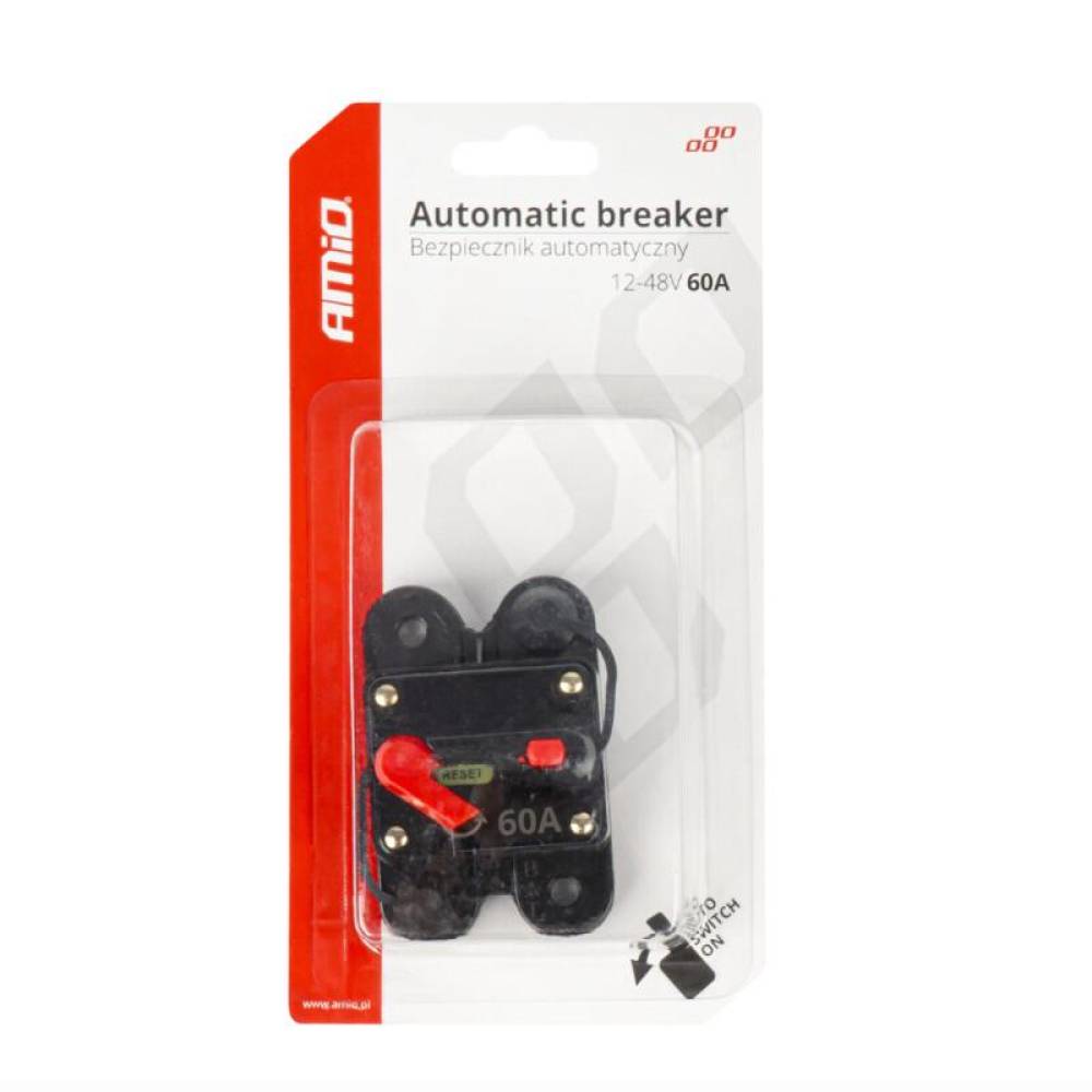 Siguranta automata rearmabila cu reset, patrata, 60A, 12-48V, 03826 Amio