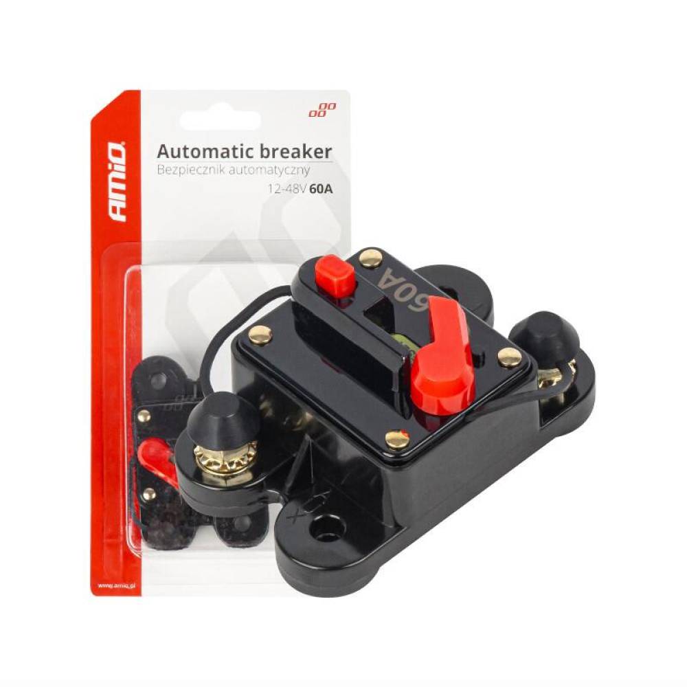 Siguranta automata rearmabila cu reset, patrata, 60A, 12-48V, 03826 Amio