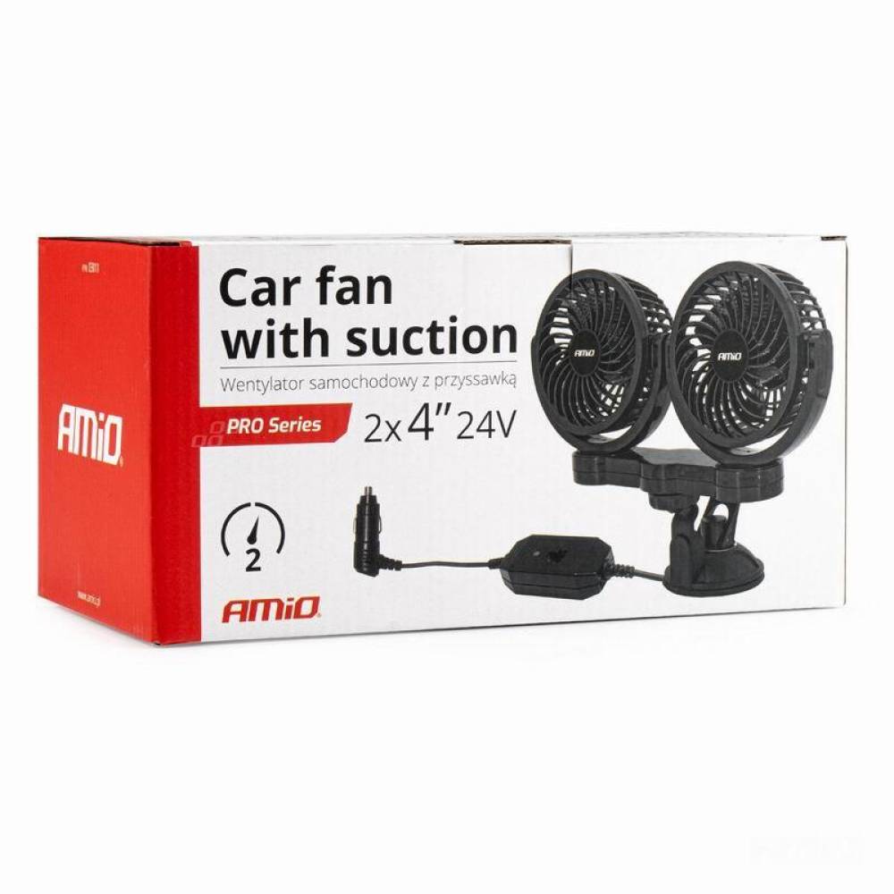 Ventilator dublu 24V, 2xfi10cm, 10W, prindere ventuza, 2 viteze, PRO Series, 03011 Amio