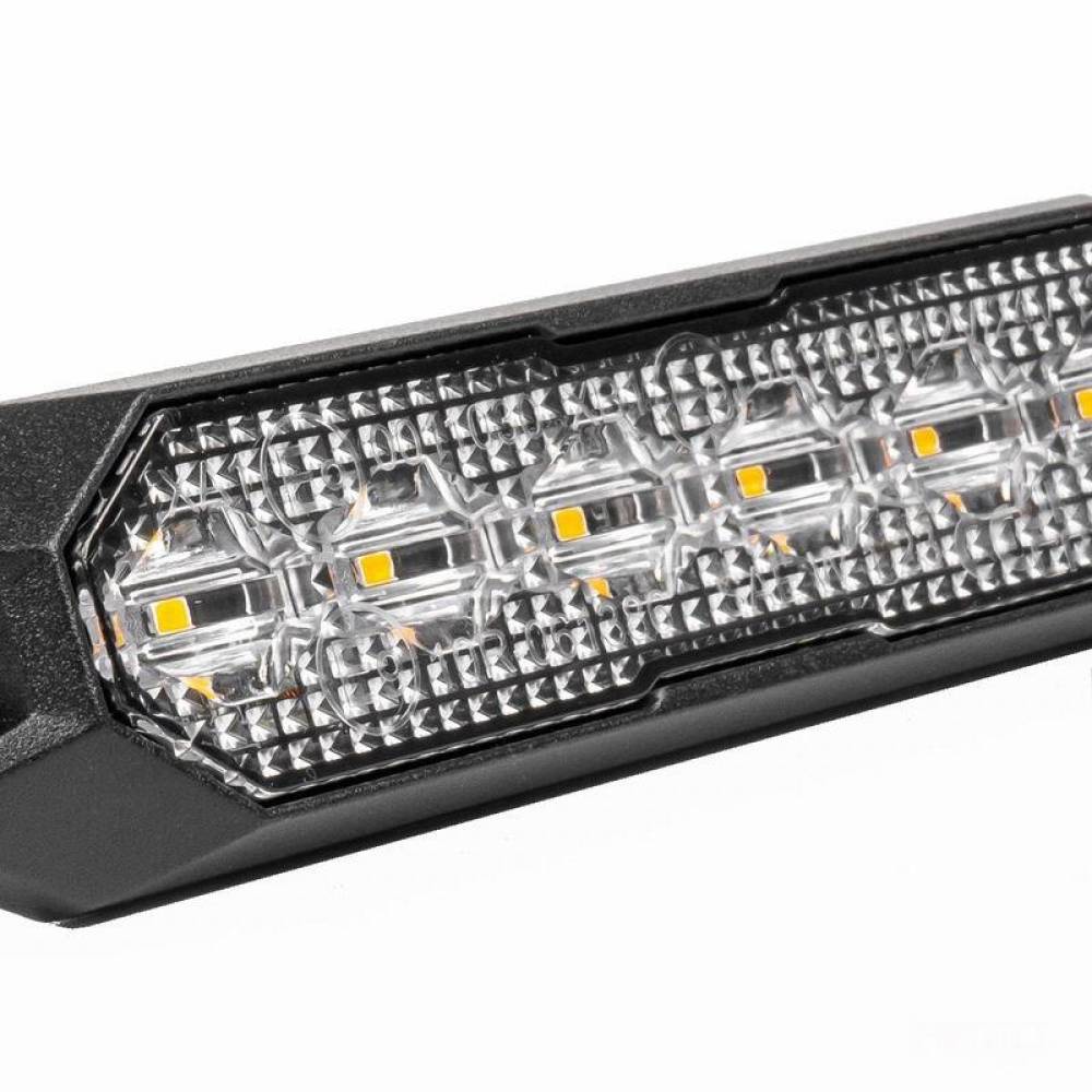 Proiector stroboscopic 6 LED-uri, 12-24V, 18W, galben, 129x30, Slim 03930 Amio