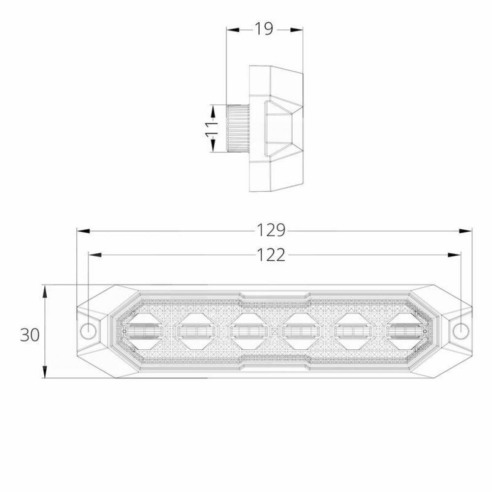Proiector stroboscopic 6 LED-uri, 12-24V, 18W, galben, 129x30, Slim 03930 Amio