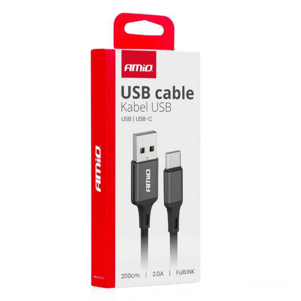 Cablu incarcator USB Tip C, 2m, FullLink 03900 Amio Cablu incarcator USB Tip C, 2m, FullLink 03900 Amio