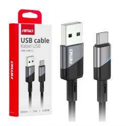Cablu incarcator USB Tip C, LED, 2m, 3A, FullLink 03924 Amio
