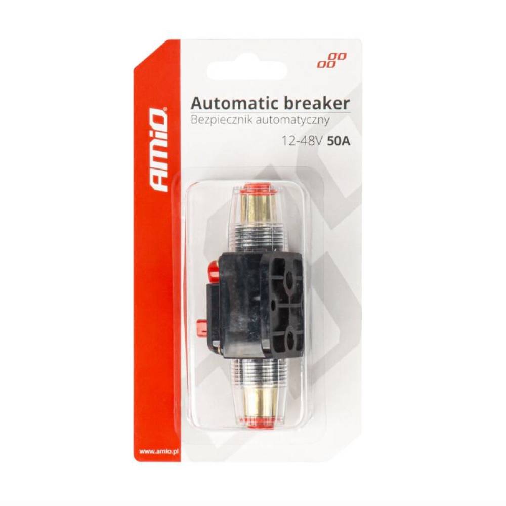 Siguranta automata rearmabila cu reset, cilindrica, 50A, 12-48V, 03818 Amio