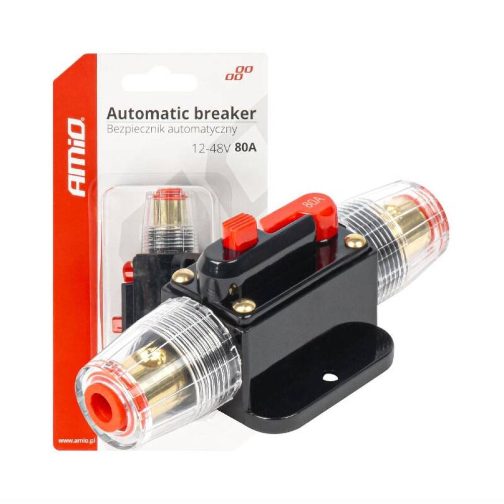 Siguranta automata rearmabila cu reset, cilindrica, 80A, 12-48V, 03820 Amio Siguranta automata rearmabila cu reset, cilindrica, 80A, 12-48V, 03820 Amio