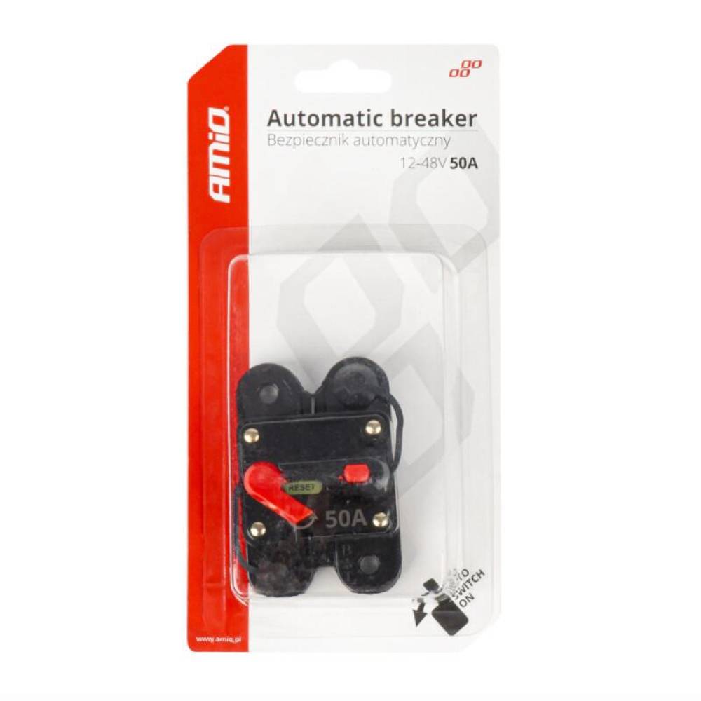 Siguranta automata rearmabila cu reset, patrata, 50A, 12-48V, 03825 Amio