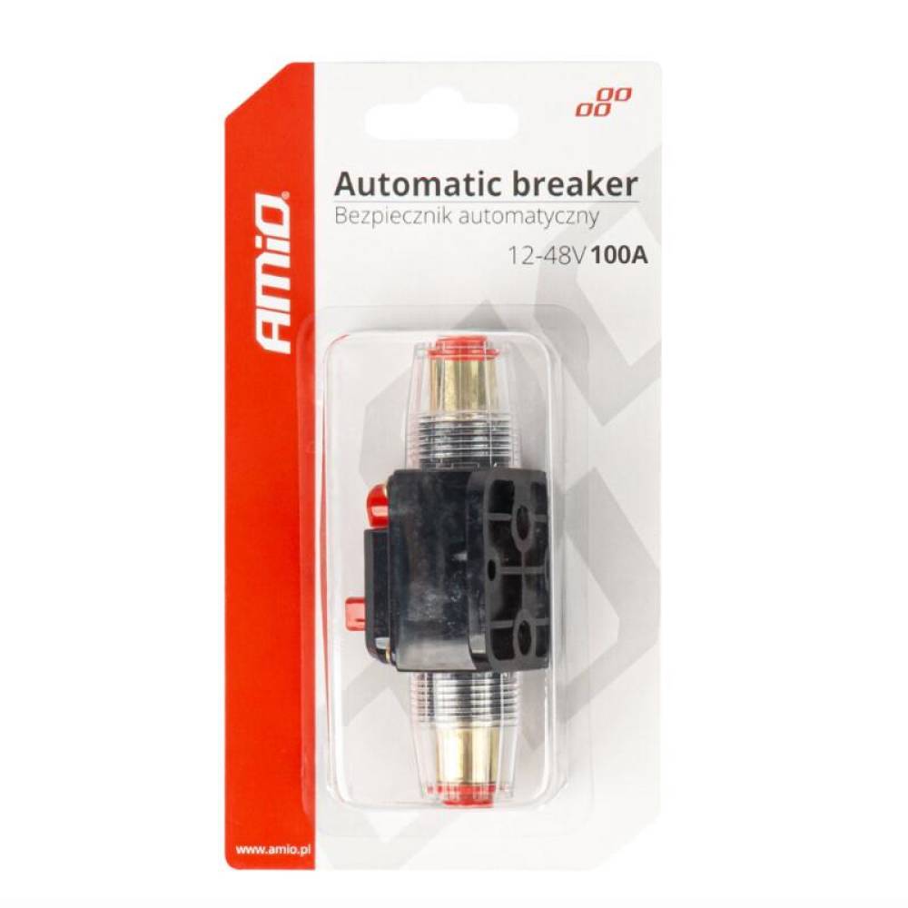 Siguranta automata rearmabila cu reset, cilindrica, 100A, 12-48V, 03821 Amio