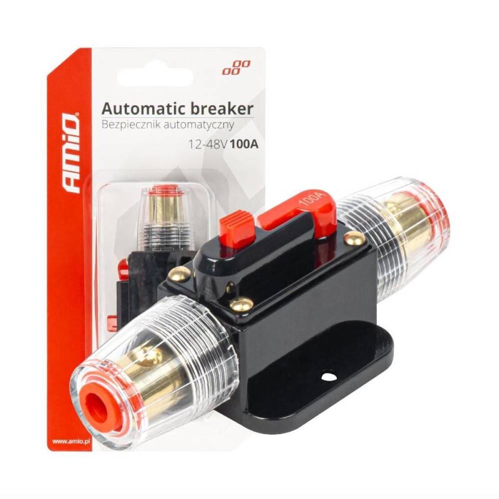 Siguranta automata rearmabila cu reset, cilindrica, 100A, 12-48V, 03821 Amio