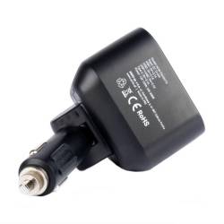 Stecher cu 2 prize, 2xUSB-A 2.4A si 1xUSB-C, 12-24V, 200W, cu voltmetru LED, buton control On-Off, rabatabil, 04173 Amio 