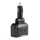 Stecher cu 2 prize, 2xUSB-A 2.4A si 1xUSB-C, 12-24V, 200W, cu voltmetru LED, buton control On-Off, rabatabil, 04173 Amio 