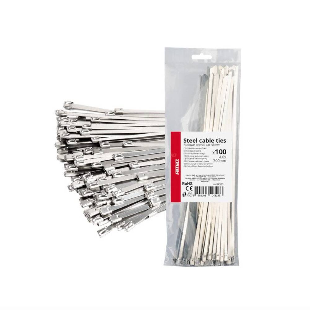 Set 100 coliere metalice, 4.6x300mm, inox, Self Lock Zip Ball, 04323 Amio Set 100 coliere metalice, 4.6x300mm, inox, Self Lock Zip Ball, 04323 Amio