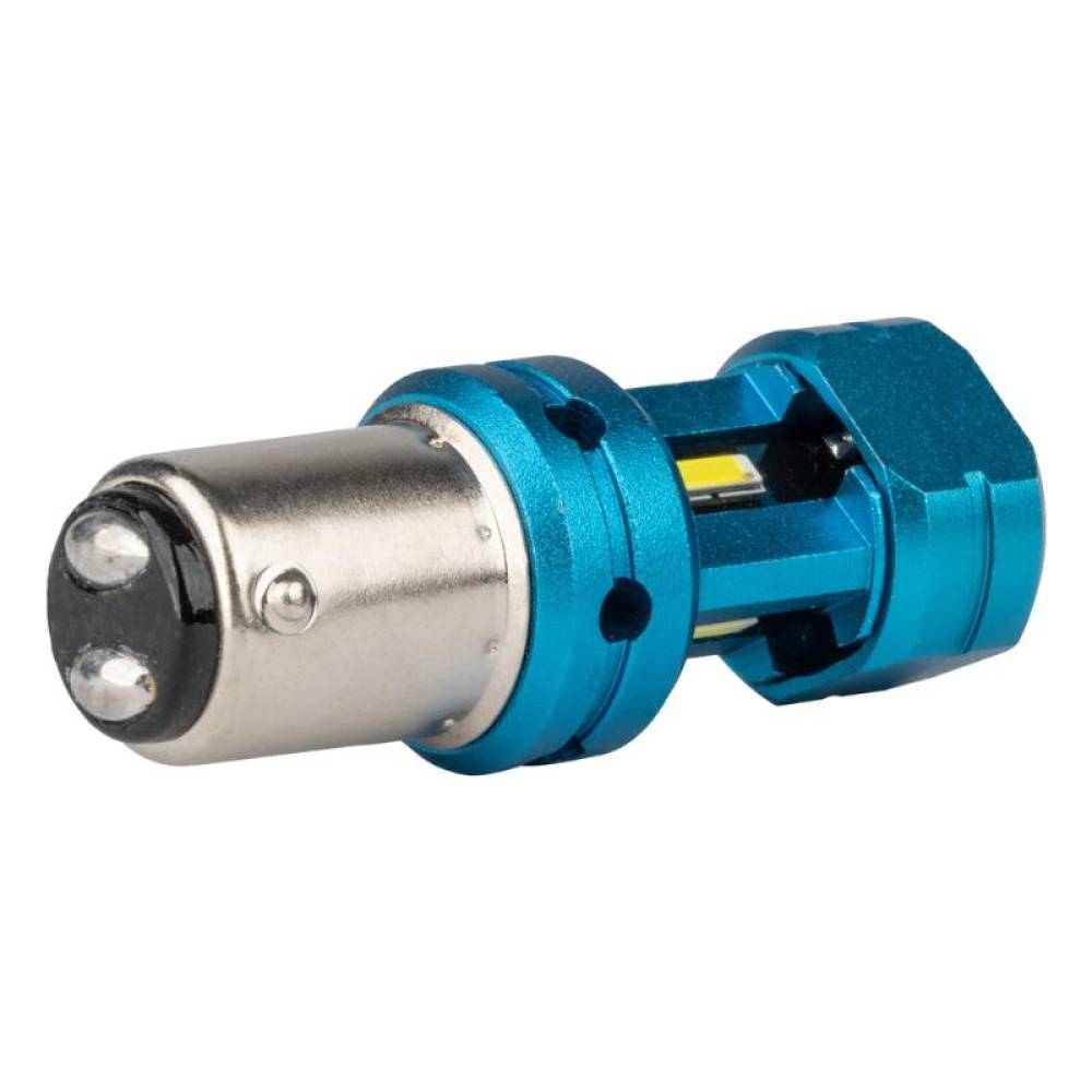 Set 2 becuri stop frana, LED CSP, 12-24V, 1157 BAY15D P21/5W, cu lupa, Canbus, alb, 04253 Amio