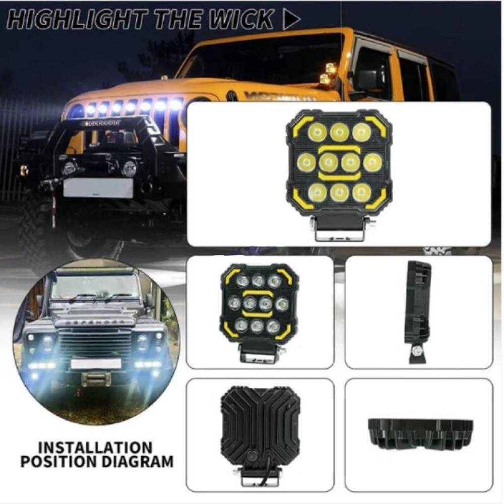 Proiector lucru, 110x110 x38mm, LED, 10-36V/48W, 3000lm, tip spot cu stroboscopic, AWL79, 04423 Amio