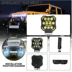 Proiector lucru, 110x110 x38mm, LED, 10-36V/48W, 3000lm, tip spot cu stroboscopic, AWL79, 04423 Amio
