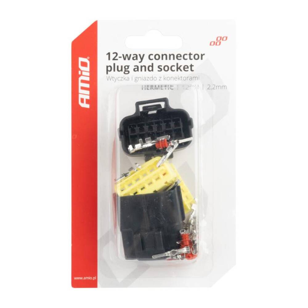 Set mufa conector cu 12pini, set mama-tata, Econoseal Japan, impermeabila, AMIO 04352