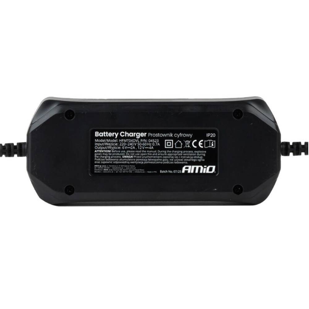 Redresor digital auto, 6-12V, 4A, pentru acumulator, STD, GEL, AGM, WET, Amio 04523