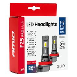 Set 2 becuri H8-H9, H11-H16, LED, 12V-24V, 68W, 7646 lm, 6000K, Canbus, Series F25 PRO, Amio 04721