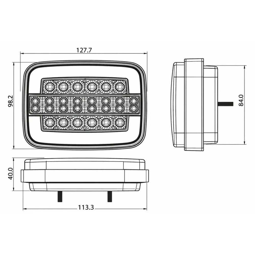 Lampa stop 125x95mm, 3 functii, Led 12-24V, s/d Bk UJ94