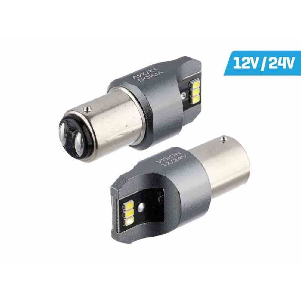 Set 2 becuri stop frana 6 LED-uri 12-24V, P21-5W, BAY15D, CanBus 58333 Vision