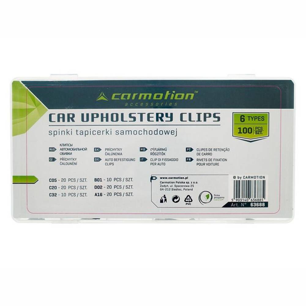 Set 100 cleme si elemente de fixare, 6 marimi diferite, 63688 Carmotion