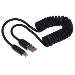 Cablu incarcator USB Tip C, 1,8m, spiralat, 6A, 100W, FAST Charging, Carmotion WAYME63095
