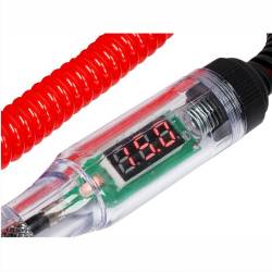 Creion tensiune tester voltaj, LED, afisaj digital, 3-48V, cablu spiralat rosu 0.6-1.8m, 83050 Carmotion Creion tensiune tester voltaj, LED, afisaj digital, 3-48V, cablu spiralat rosu 0.6-1.8m, 83050 Carmotion