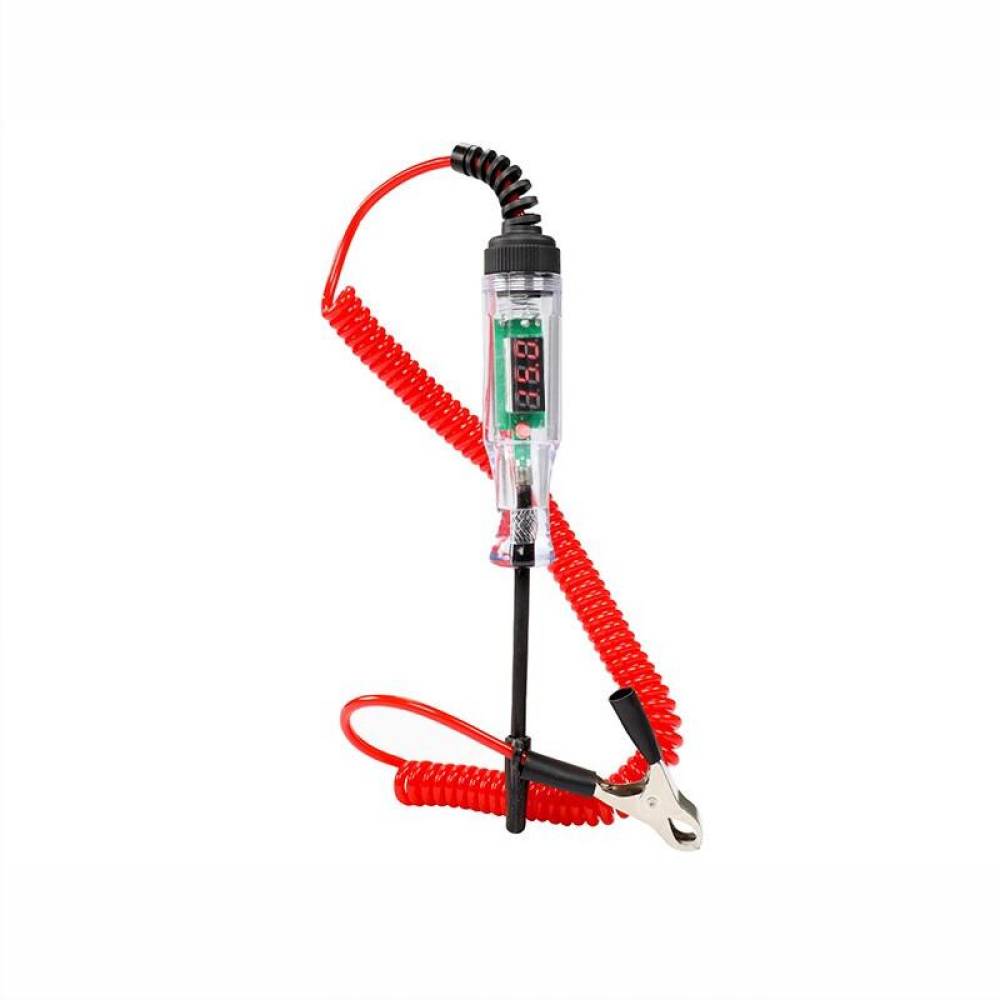 Creion tensiune tester voltaj, LED, afisaj digital, 3-48V, cablu spiralat rosu 0.6-1.8m, 83050 Carmotion  