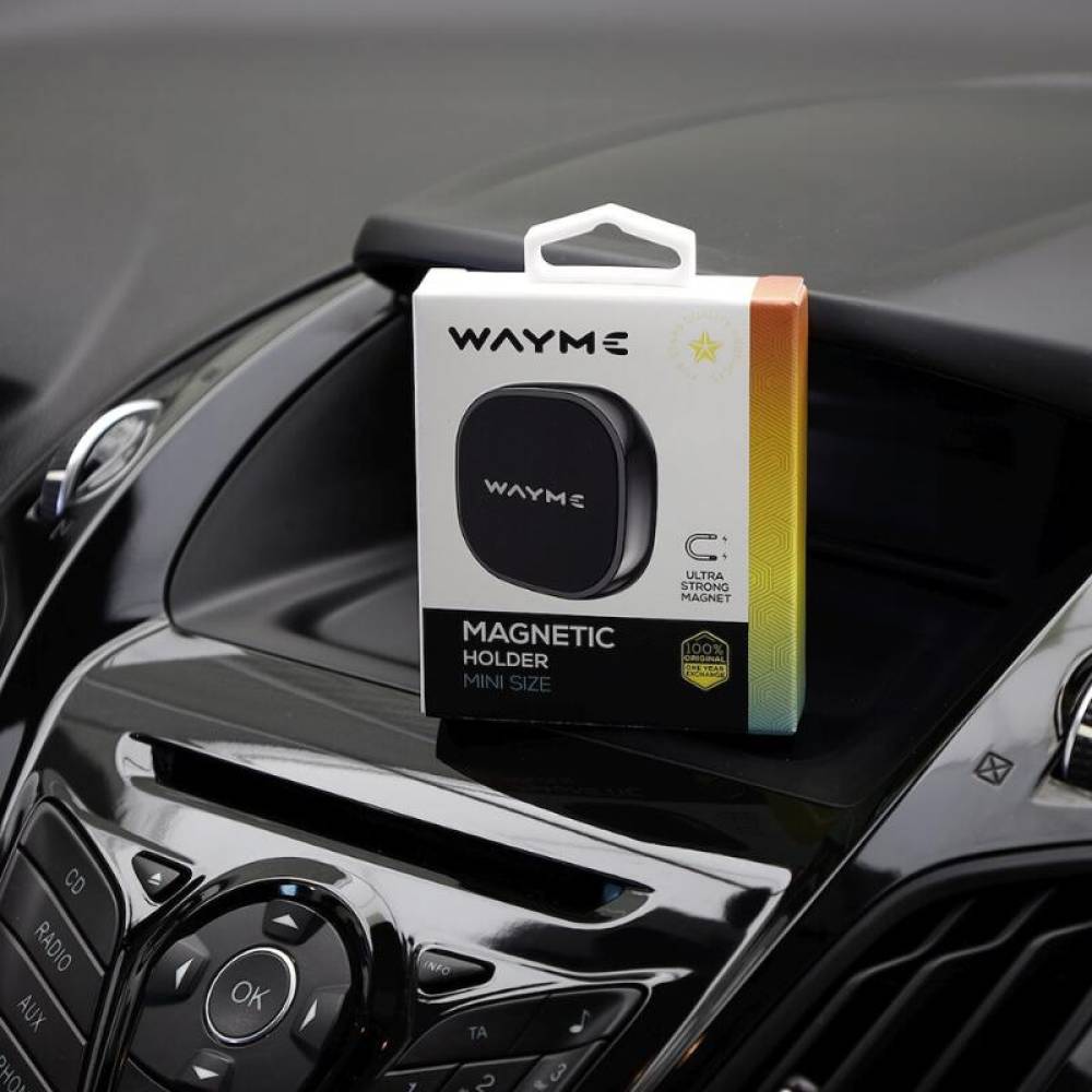 Suport telefon, cu prindere magnetica pe bord sau adeziv, negru cromat dark, WAYME 63061